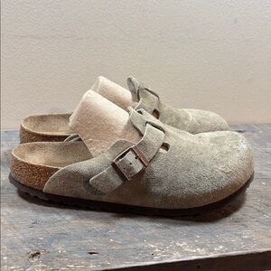 Birkenstock Boston Suede Clogs Taupe
